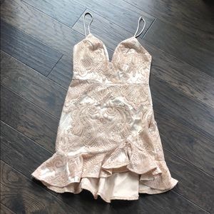 Champagne embellished mini dress